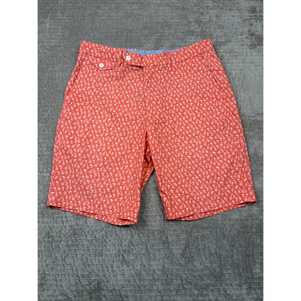 Polo Golf Ralph Lauren Giraffe Palm Tree Shorts Mens 32 Orange Golf Classic Fit